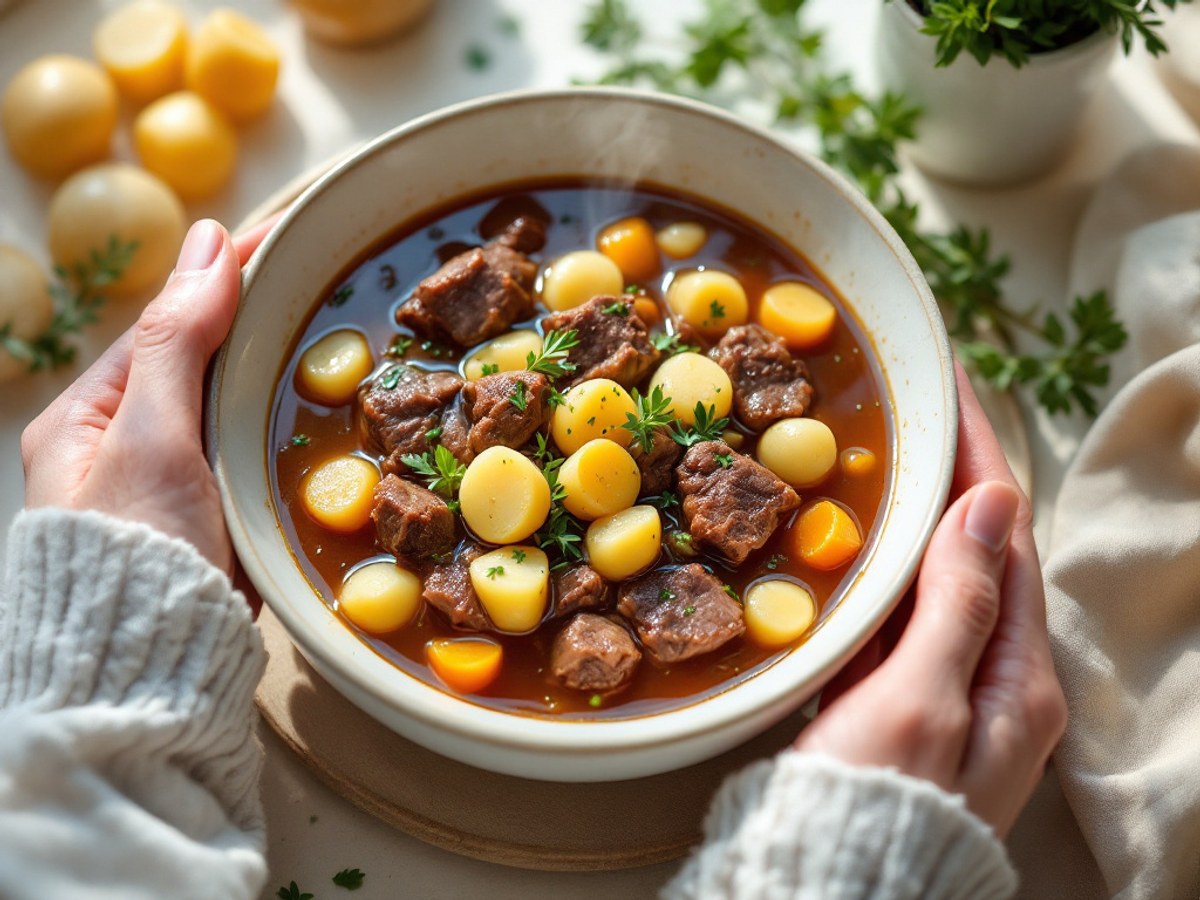 Kräftige Rindfleischsuppe mit Semmelknödeln